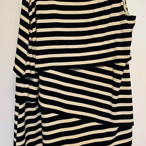 LOFT Women’s Striped Dress – Late 2010s – Black & Cream – Soft Stretch Rayon Ble